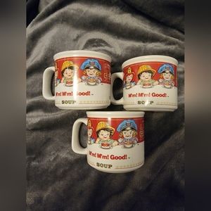 Set of 3 Vintage 1993 Campbell Soup Co. Kids Design Ceramic Soup Mugs Cups